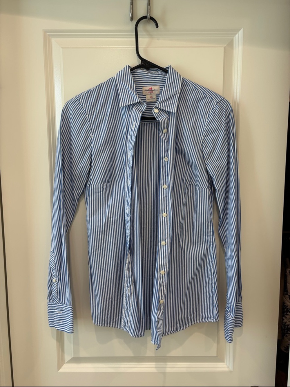 J. Crew Blue and White Narrow Stripe Dress Shirt